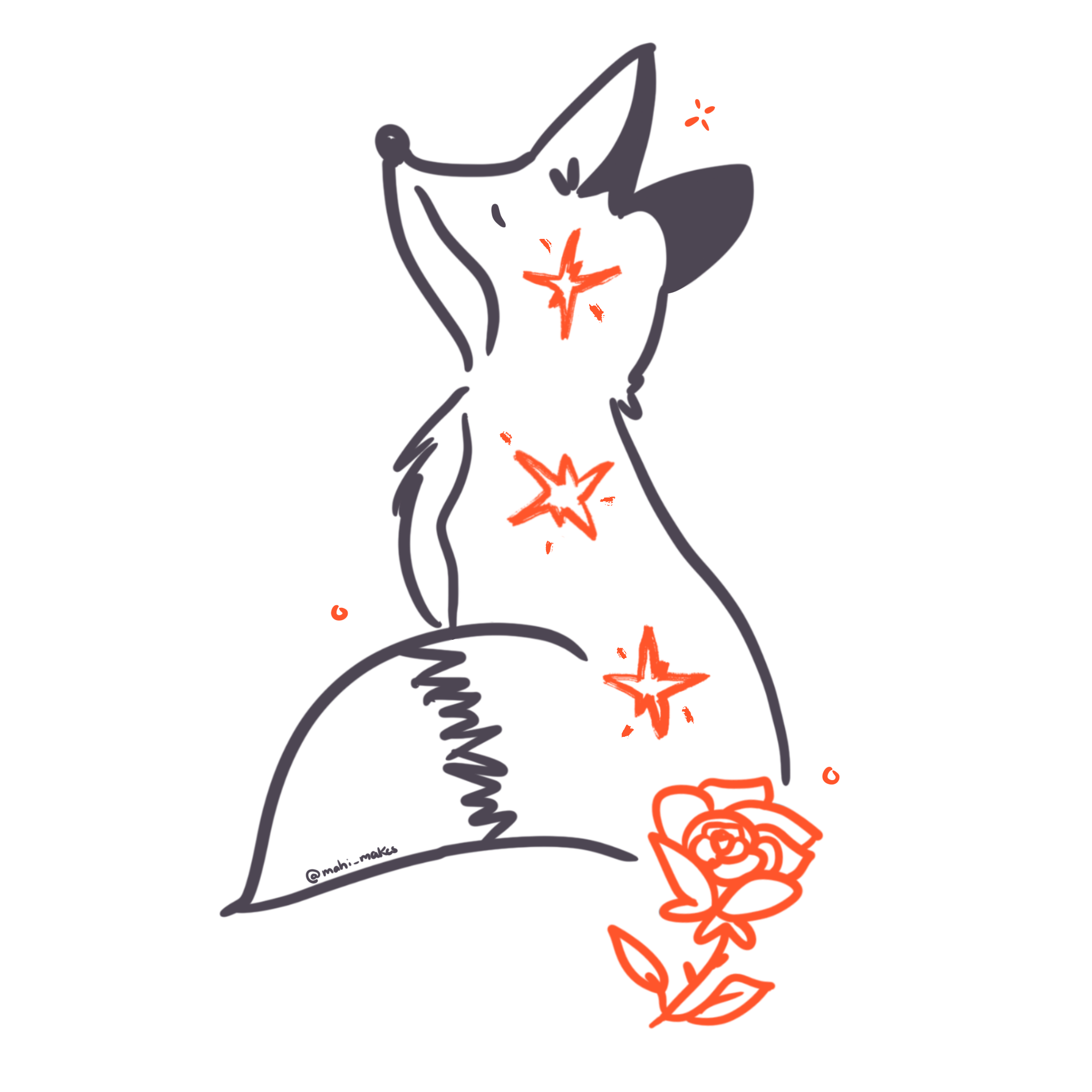 TXT lore inspired Fox Temporary Tattoo