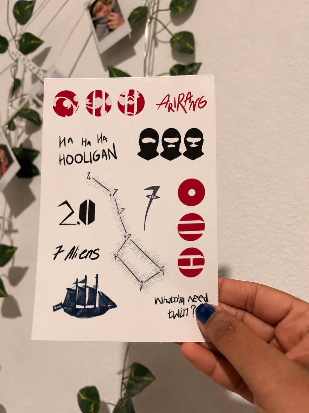 Arirang inspired BTS Temporary Tattoo Sheet