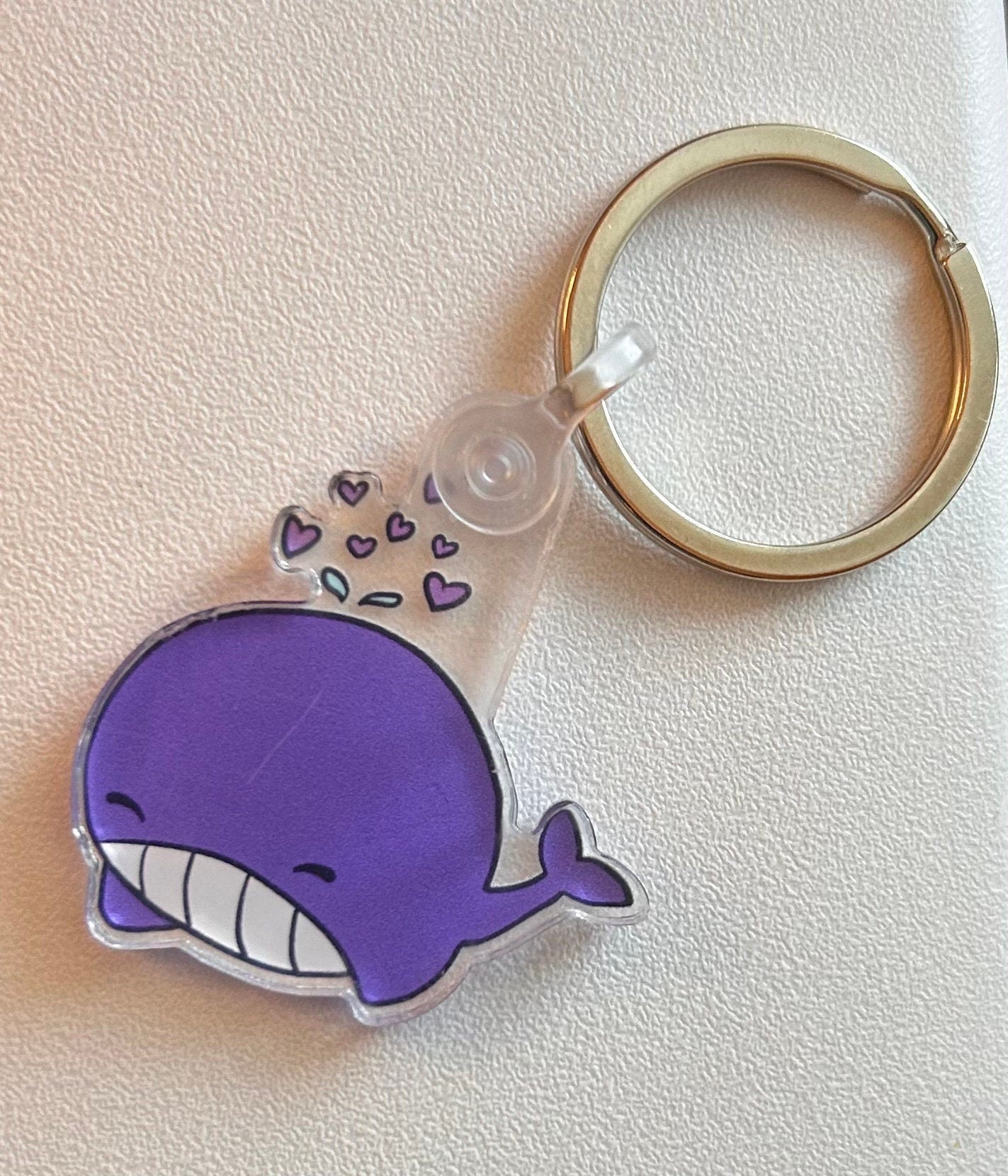 Purple whale acrylic keychain