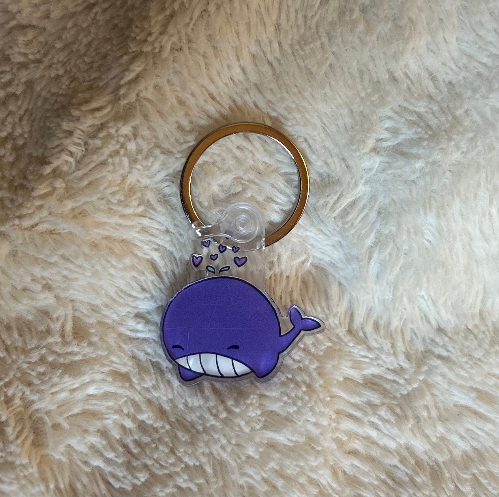 Purple whale acrylic keychain