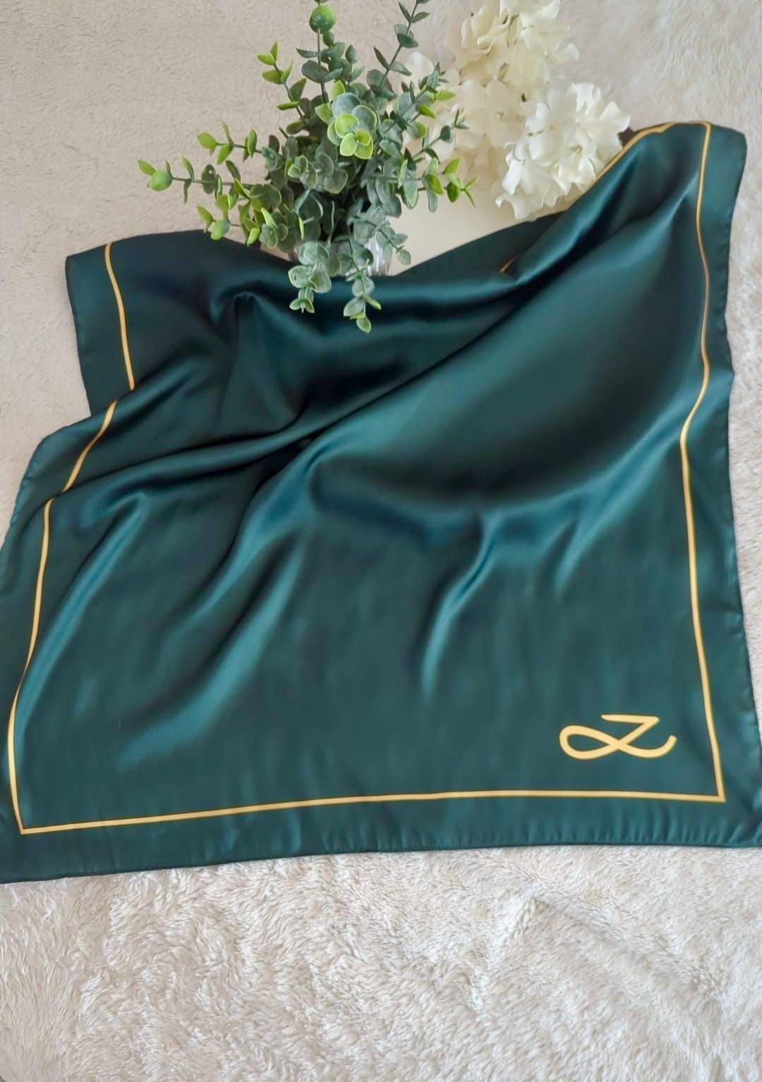 Jungkook Inspired Green Satin Scarf, BTS Fashion Accessory
