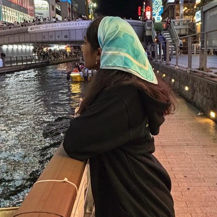 BTS HYYH Inspired Blue Satin Scarf: K-Pop Fashion Accessory